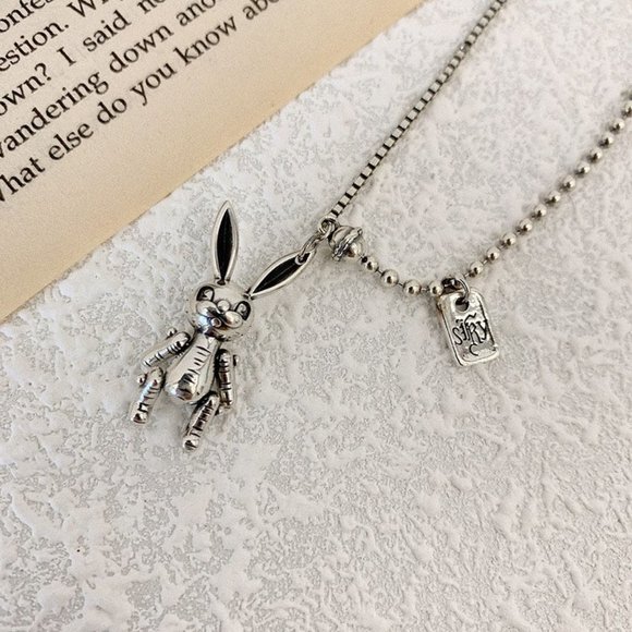 *NEW 925 Sterling Silver Vintage Rabbit Necklace - Picture 3 of 7